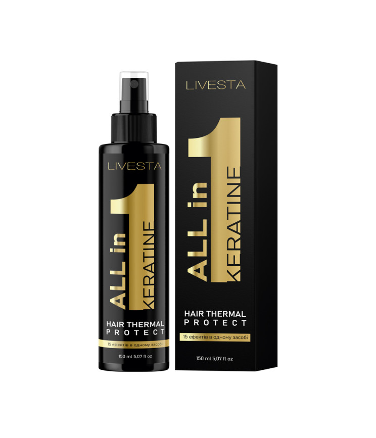 Термозахисний спрей-експерт для волосся All in One Livesta, 150 мл