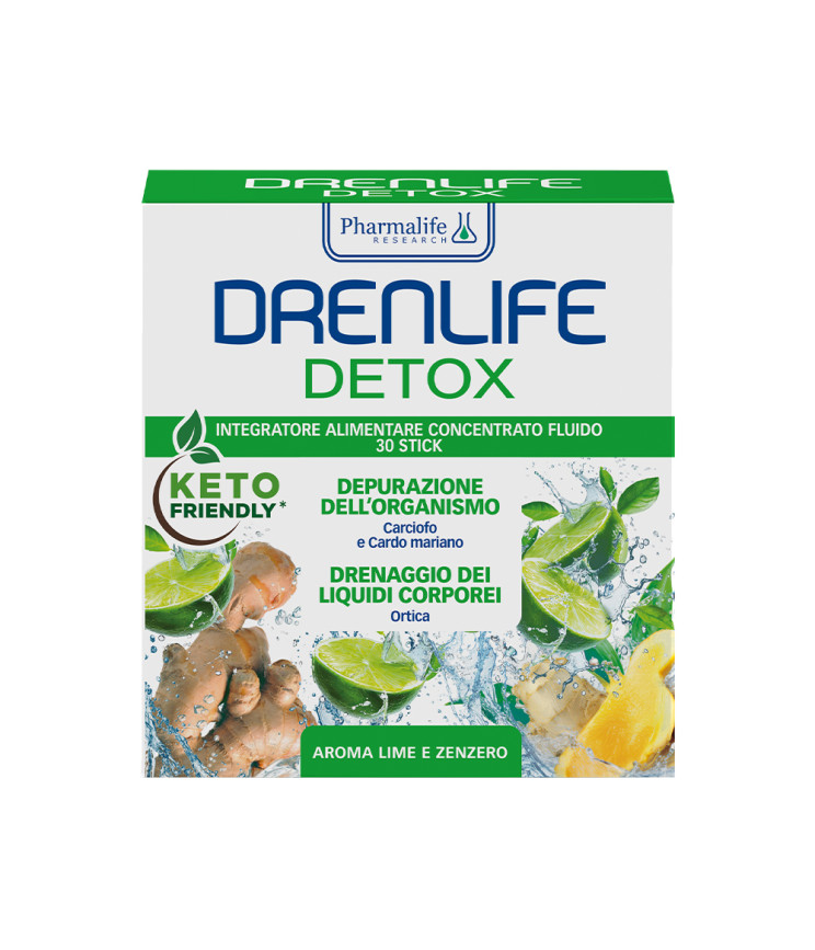Дієтична добавка Drenlife Detox з ароматом лайма та імбиру, 30 стіків по 10 мл