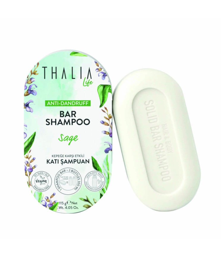 Твердий шампунь проти лупи з шавлією THALIA, 115 г