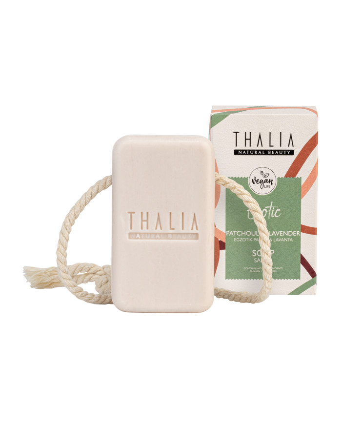 Натуральне підтягуюче мило для обличчя та тіла з екстрактом лаванди й пачулі THALIA, 140 г