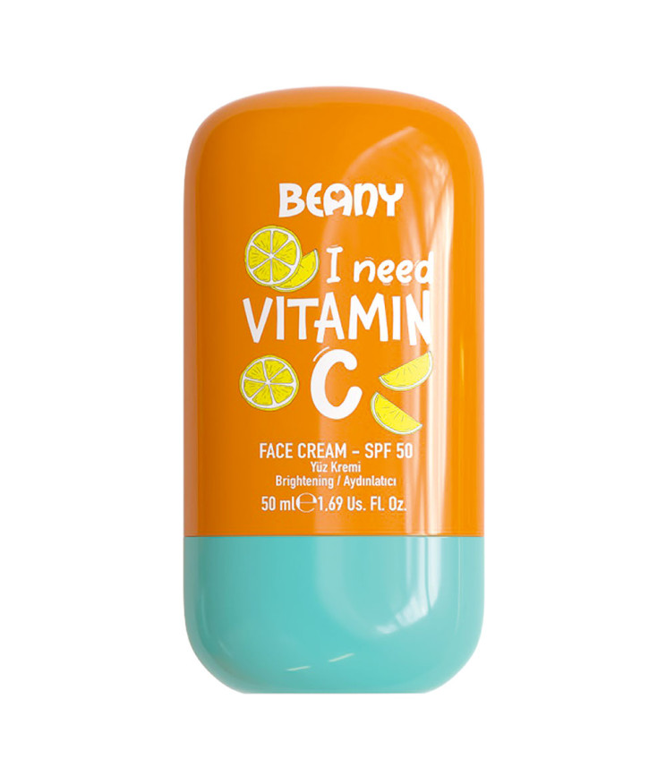 Освітлюючий крем для обличчя з вітаміном С з SPF 50 Beany, 50 мл