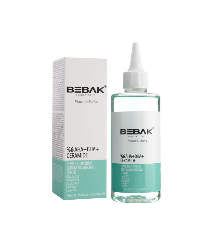 Звужуючий пори тонер для обличчя з гліколевою кислотою Bebak Pharma, 200 мл