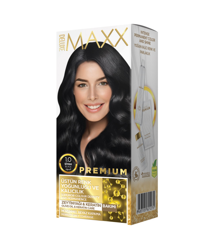 Фарба для волосся MAXX Deluxe 1.0 Чорний, 50 мл+50 мл+10 мл