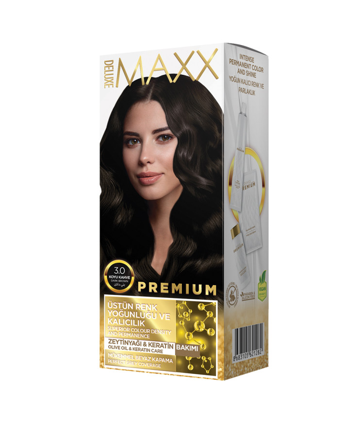 Фарба для волосся MAXX Deluxe 3.0 Темно-коричневий, 50 мл+50 мл+10 мл