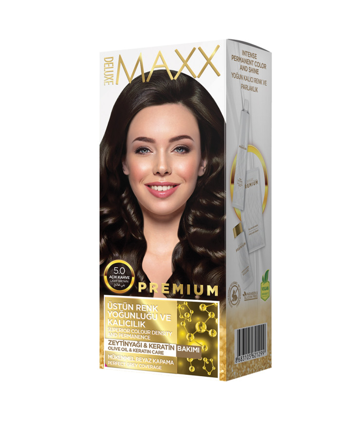 Фарба для волосся MAXX Deluxe 5.0 Світло-коричневий, 50 мл+50 мл+10 мл