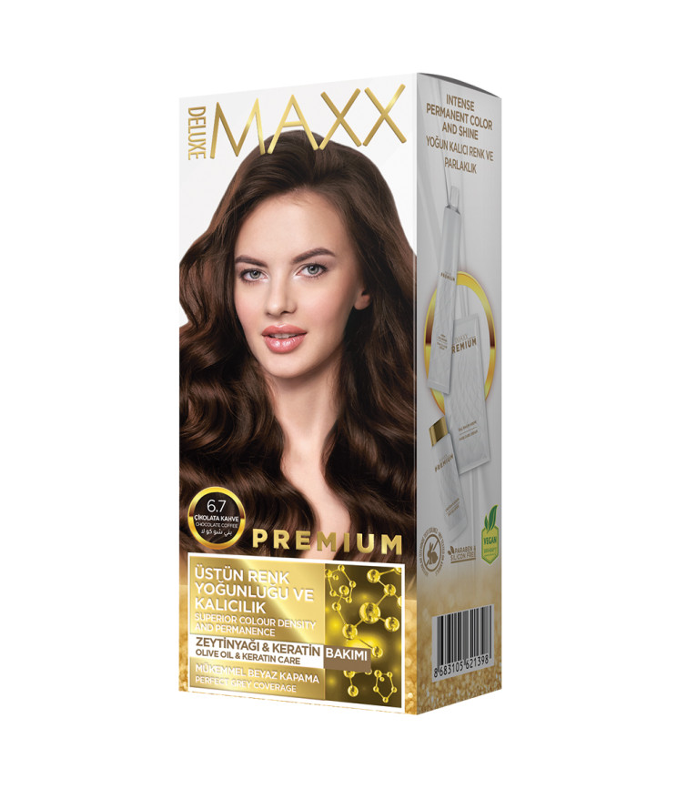 Фарба для волосся MAXX Deluxe 6.7 Шоколадна кава, 50 мл+50 мл+10 мл