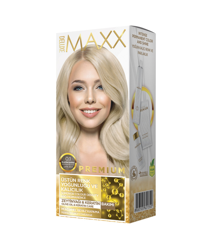 Фарба для волосся MAXX Deluxe 0.1 Платиновий блонд, 50 мл+50 мл+10 мл
