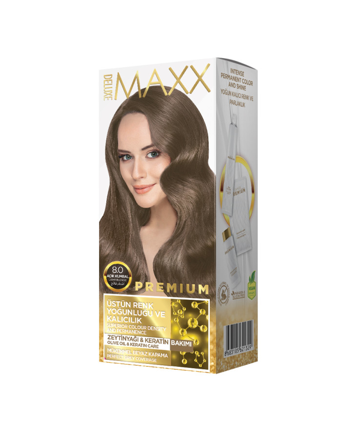 Фарба для волосся MAXX Deluxe 8.0 Світло-русий, 50 мл+50 мл+10 мл
