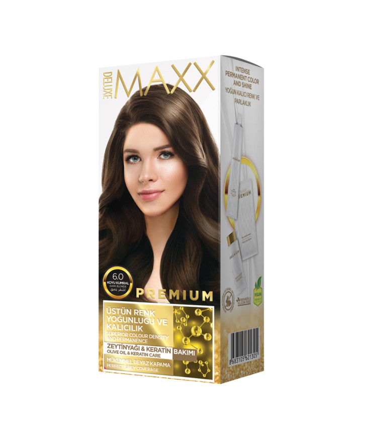 Фарба для волосся MAXX Deluxe 6.0 Темно-русий, 50 мл+50 мл+10 мл