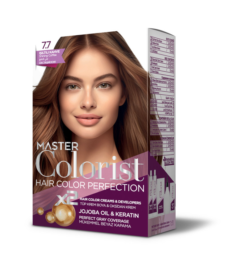 Фарба для волосся Master Colorist 7.7 Світла кава, 2x50 мл+2x50 мл+10 мл