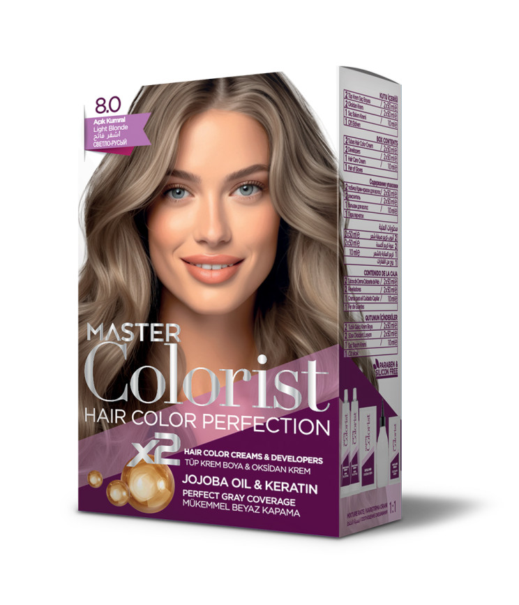Фарба для волосся Master Colorist 8.0 Світлий русий, 2x50 мл+2x50 мл+10 мл