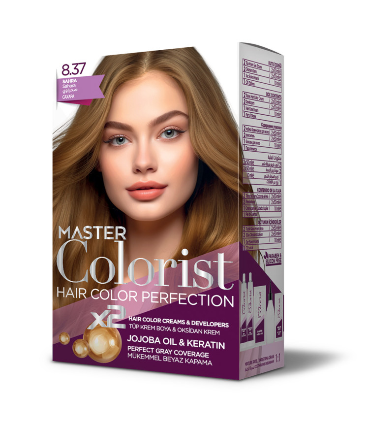 Фарба для волосся Master Colorist 8.37 Пісочний, 2x50 мл+2x50 мл+10 мл