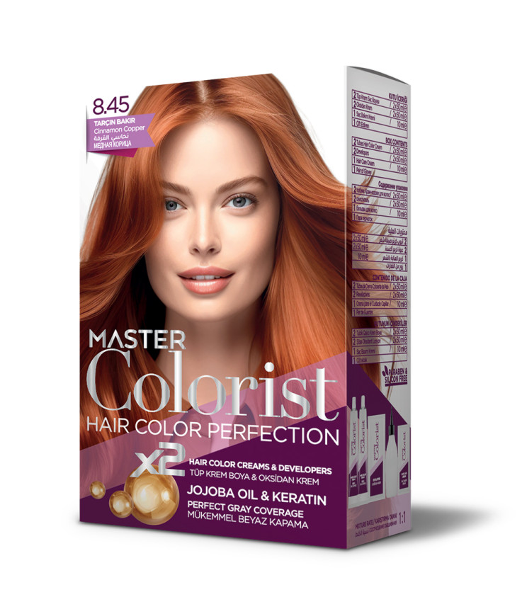 Фарба для волосся Master Colorist 8.45 Мідна Кориця, 2x50 мл+2x50 мл+10 мл