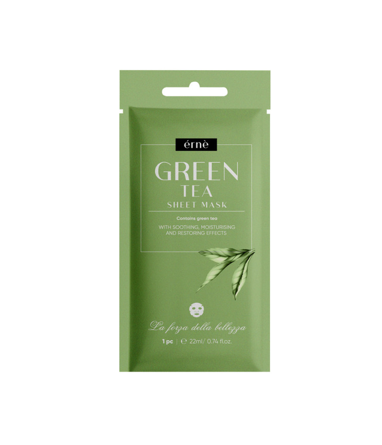 Розгладжуюча тканинна маска для обличчя з зеленим чаєм Erne, 22 мл