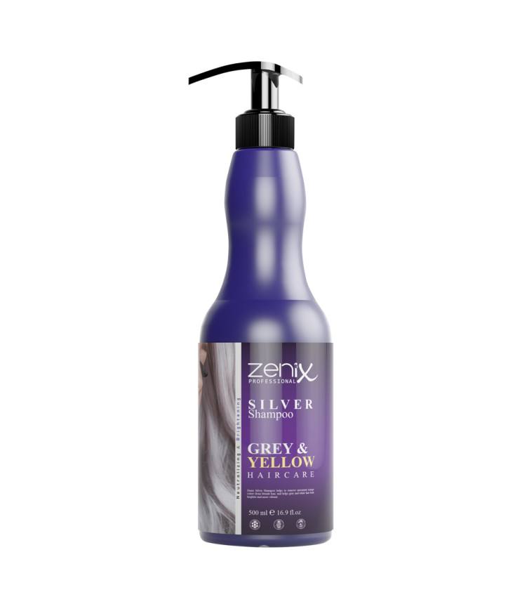 Срібний шампунь для освітленого, мелірованого та сивого волосся Zenix, 500 мл