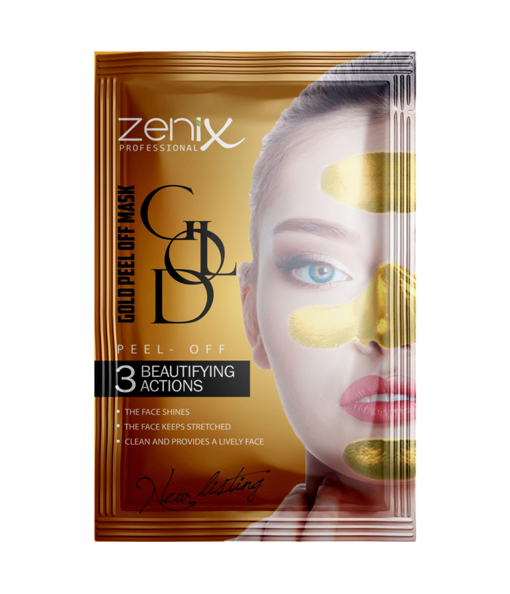 Золота оживляюча маска-плівка для обличчя з гекторитом Zenix, 15 г